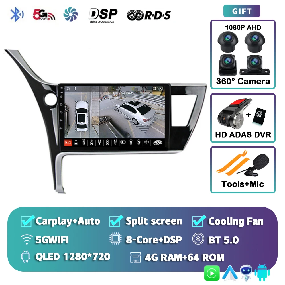 

Android 13 Carplay Auto для Toyota Corolla 11 Auris E180 2017 2018 2019 Автомобильный радиоприемник Мультимедийный видеоплеер GPS Navi Стерео 2din