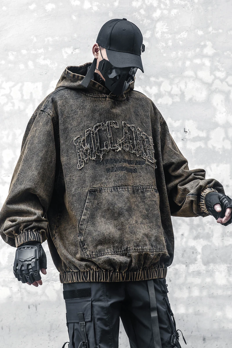 Дизайнерская винтажная стирающаяся толстовка с капюшоном Мужская модная