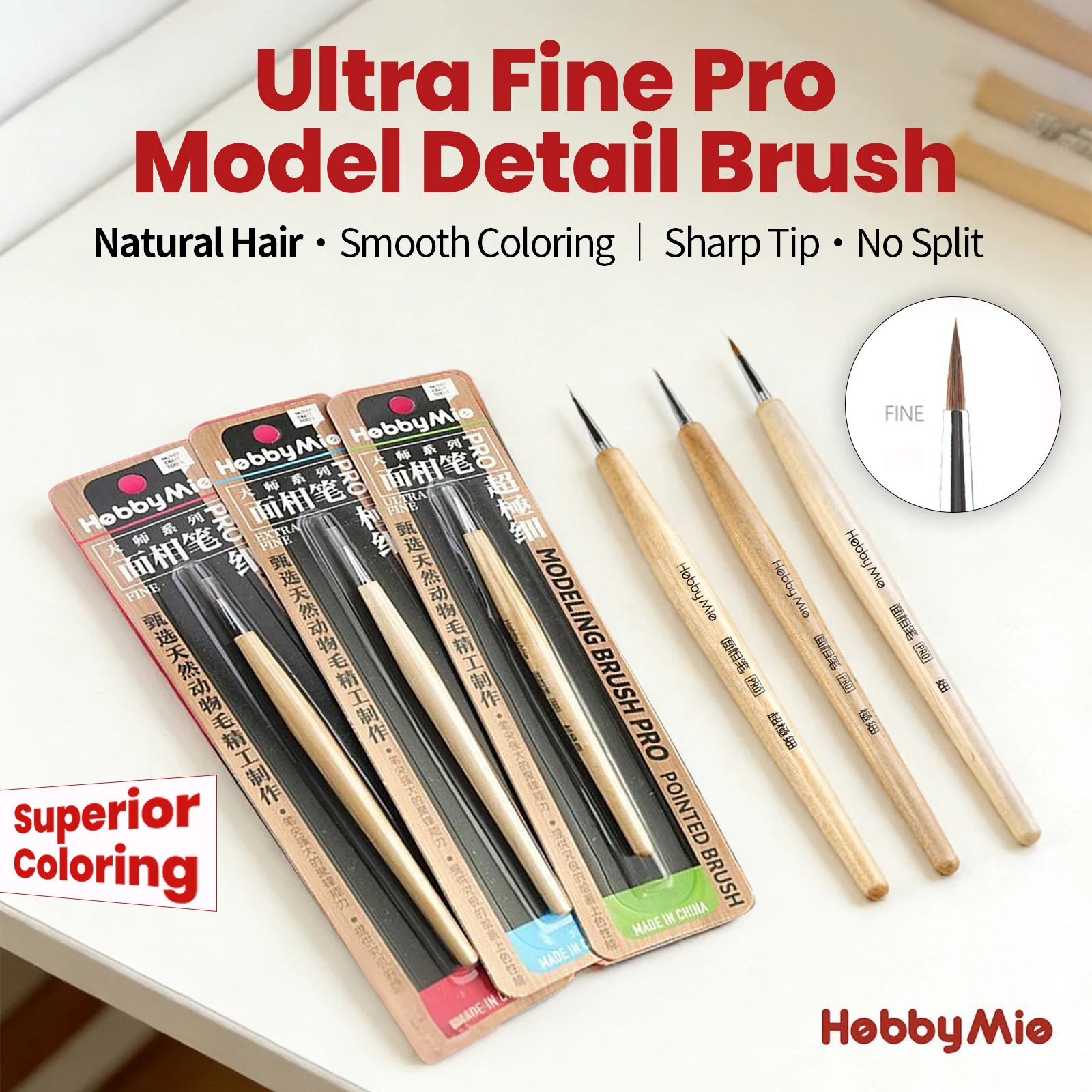 Фото Кисть Hobby Mio Ultra Fine Pro для детализированной росписи моделей Gunpla, GK, аниме-фигурок, DIY, инструменты для покраски и эффектов состаривания масштабных моделей №2