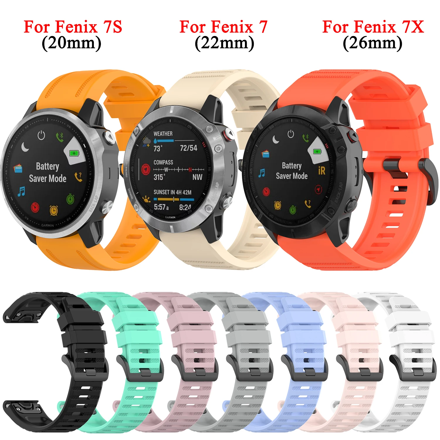 Ремешок для часов Garmin Fenix 7S/7/7X 6S/6/6X 5S/5/5X Pro Plus сменный ремешок с сапфировым стеклом