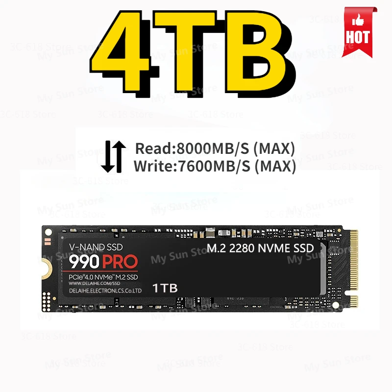 

New 2023 Original M.2 4TB/2TB/1TB SSD Hard Drive 990PRO NVMe Pcie Hard Drive Internal Hard Drive for Laptop/Desktop/Mac/PS5