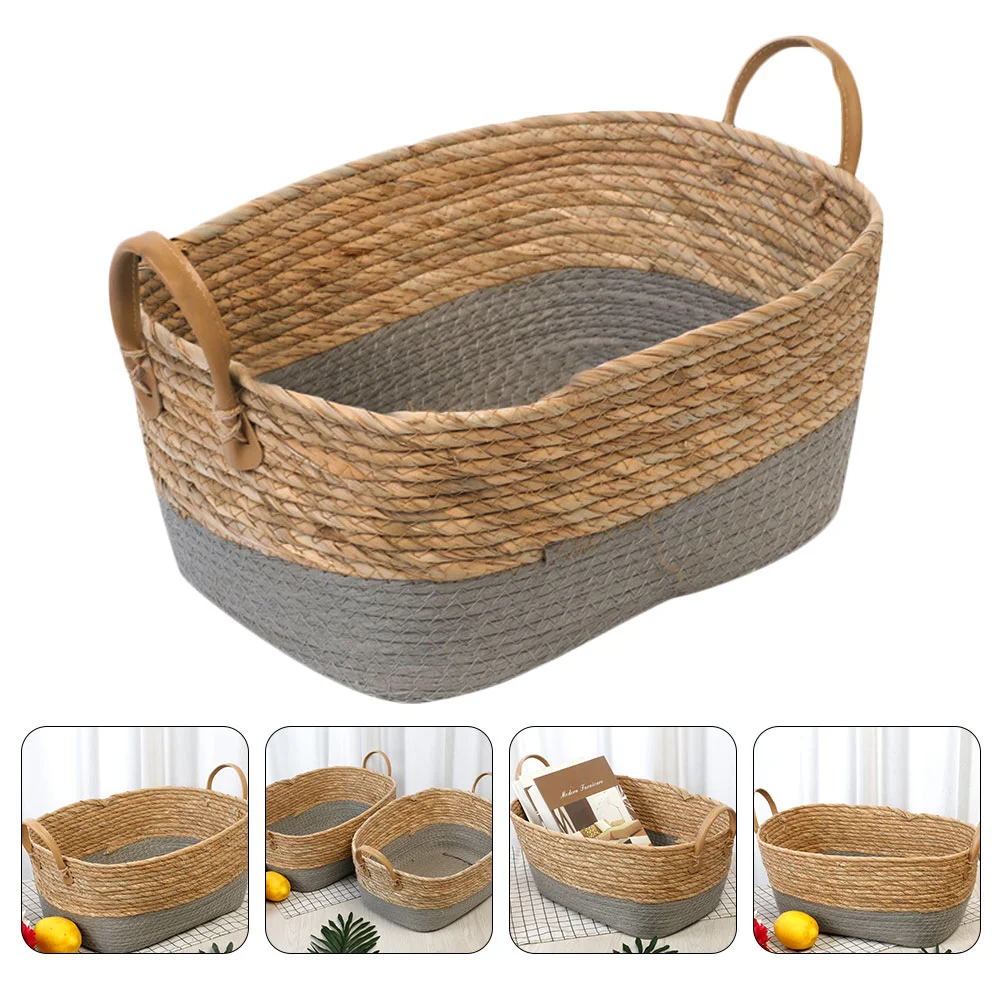 

Basket Storage Wicker Woven Bread Giftbaskets Rattan Large Desktop Steamed Tool Containersundries Fruithandle Hand Hyacinth