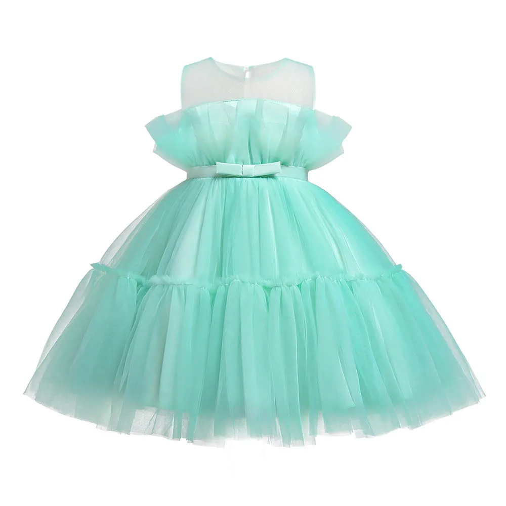 

Girl Clothes 2022 Summer New Girl's Dress Fashion Mesh Princess Dress Fairy Bow Tutu Dress Birthday Performance Outfits 12M-5Y