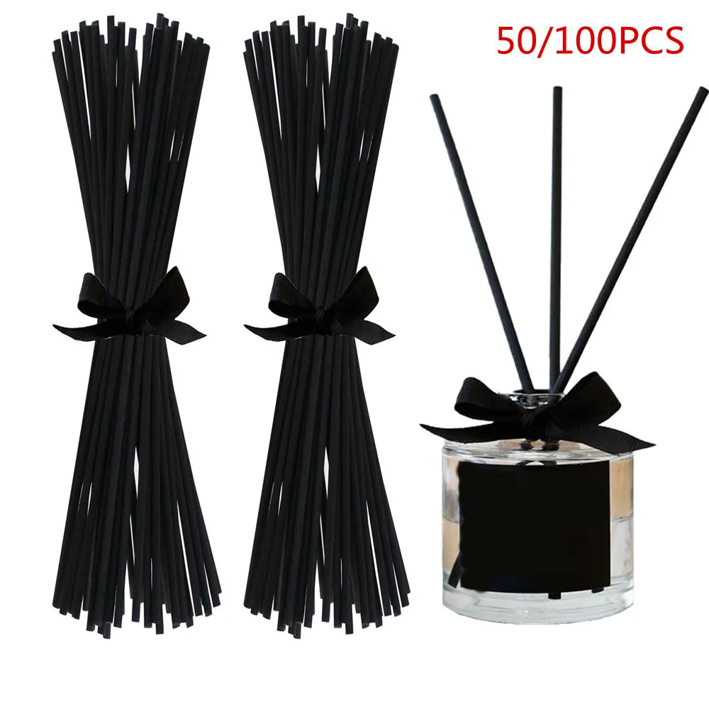 50/100Pcs  20cmx3mm 25cmx3mm 20cmx4mm White Black Rattan Reed Diffuser Sticks Replacement Fiber Essential Oil