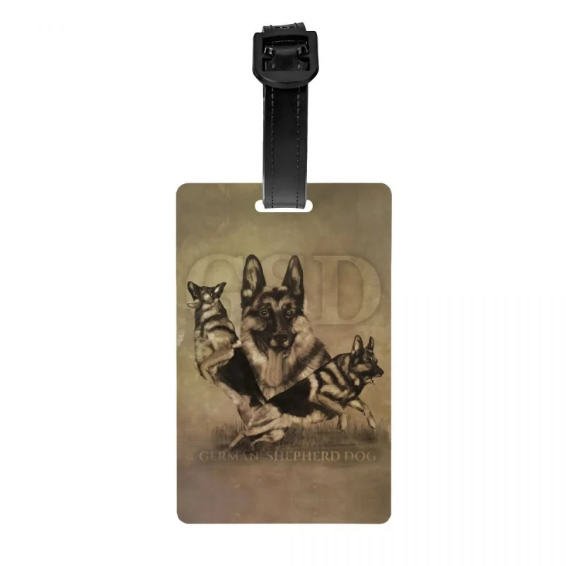 

Custom German Shepherd Dog GSD Collage Luggage Tag With Name Card Animal Privacy Cover ID Label for Travel Bag Suitcase