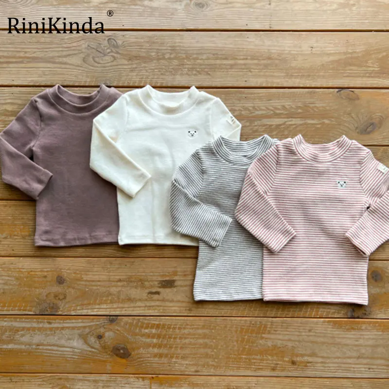 

RiniKinda 2022 Autumn Winter Children Kids Boys Girls T-shirts Tops O Neck Thick Cotton Cartoon Long Sleeve Warm Shirts for Kids