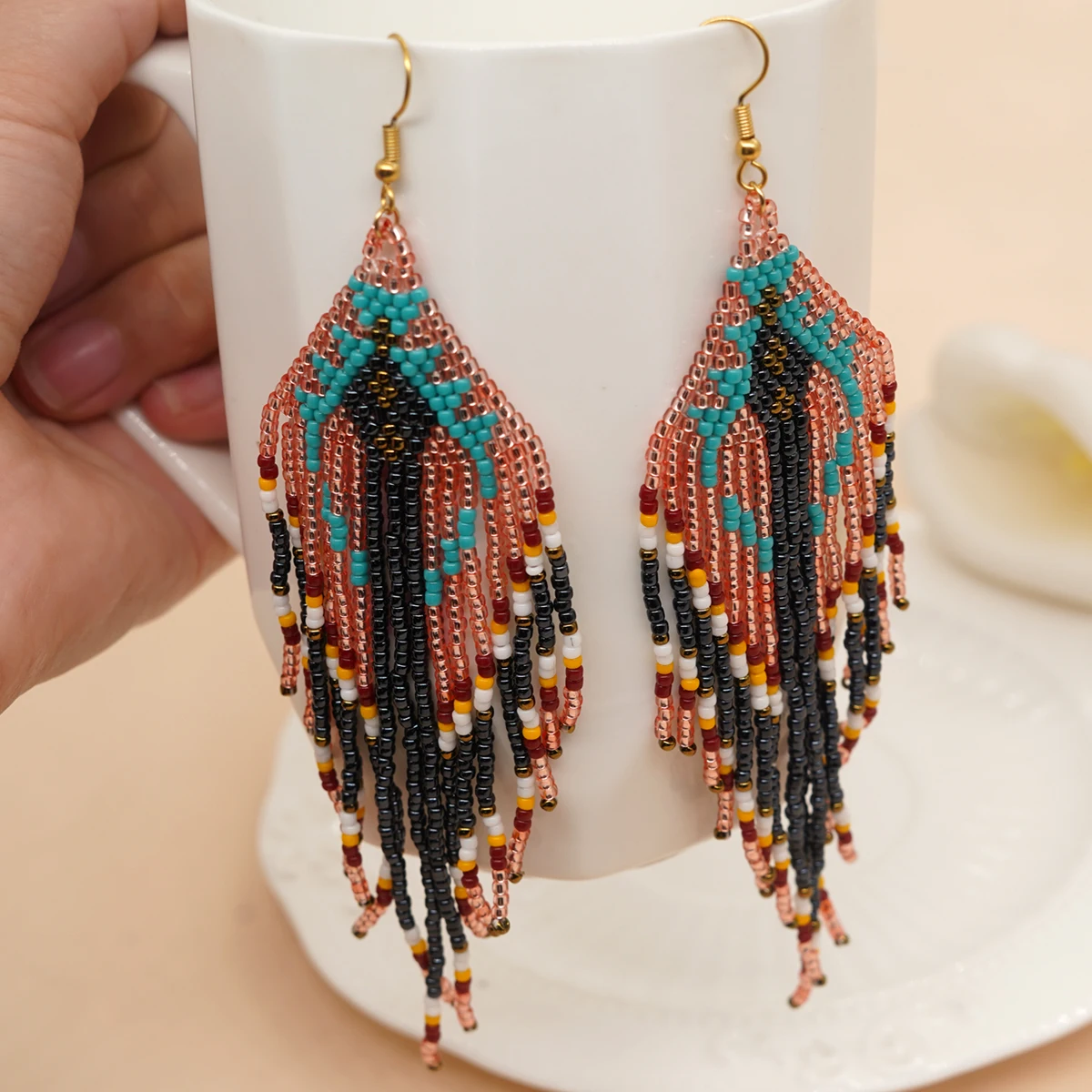 

Hypoallergenic Tassel Dangle Earring Gold Plated Stainless Steel Handmade Jewelry for Women Bohemia Miyuki Beaded Drop Earrings