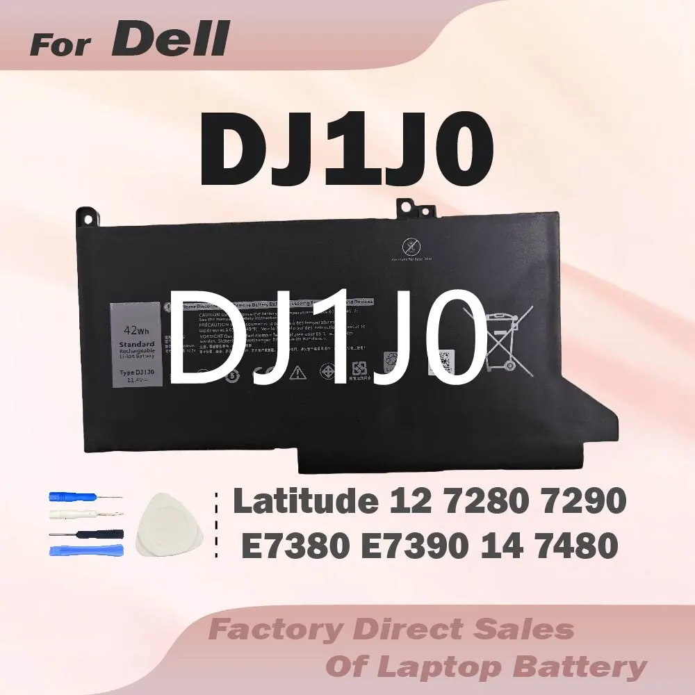 Фото Аккумулятор DJ1JO DJ1J0 42Wh, совместимый с Dell DJ1J0 451-BBZL PGFX4 ONFOH для Dell Latitude 12 7000 7280 7480 Series, бесплатные инструменты в комплекте №1
