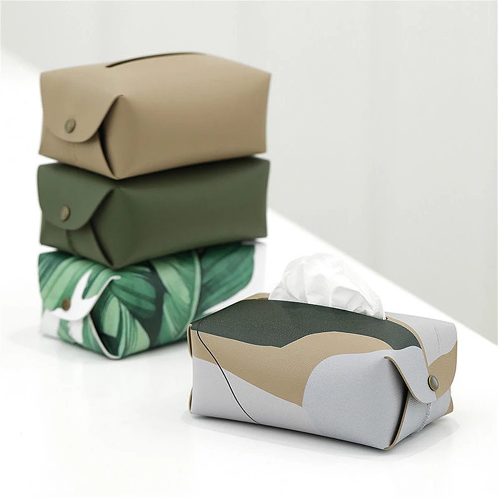 

PU Leather Tissue Box Holder Rangement Living Dining Room Napkin Case Waterproof Dustproof Storage Sundries Boite a mouchoirs