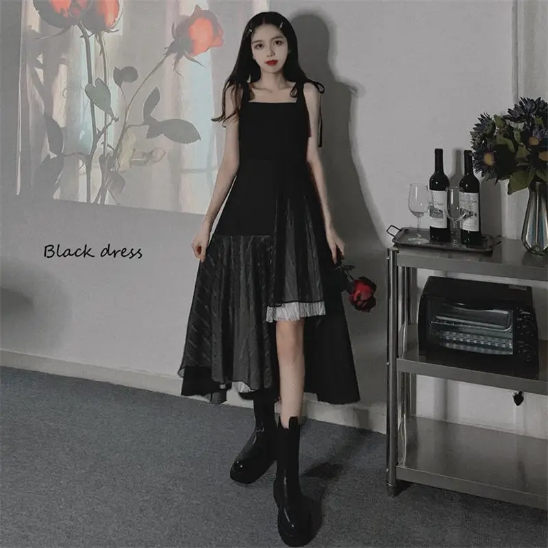 

Новинка 2022, стильное платье на весну и лето, большие темные нестандартные подтяжки, модное универсальное и Облегающее, бесплатная доставка