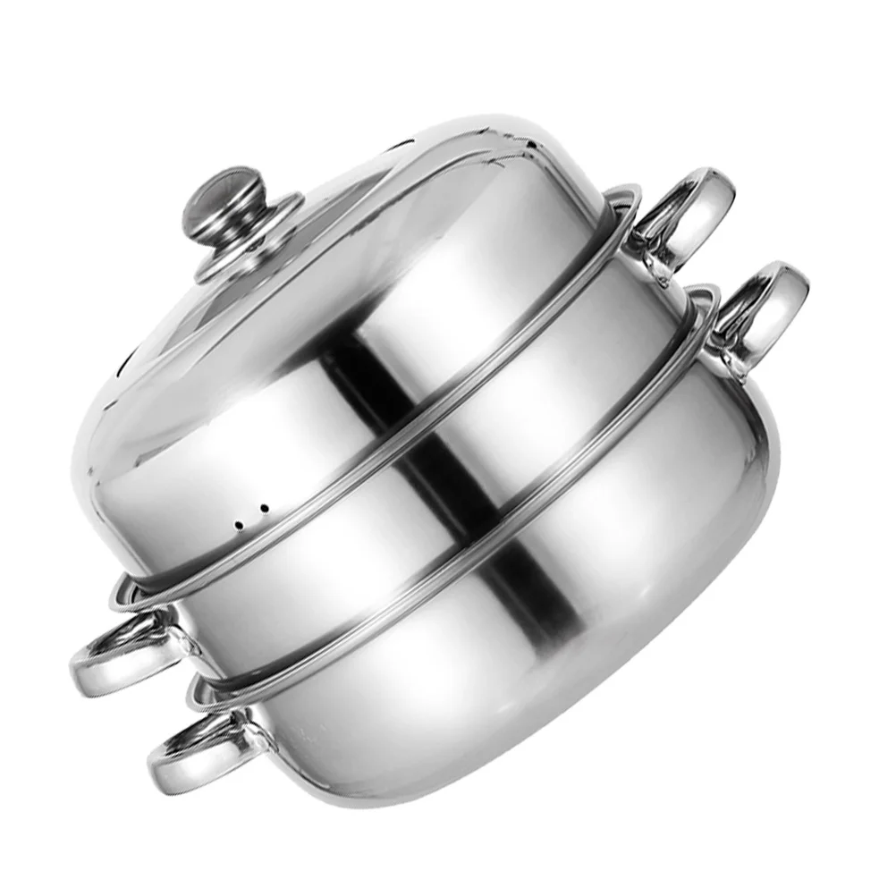 

Steamer Pot Stainless Steam Steel Cooking Soup Boiler Cookware Pots Kitchen Steaming Basketfoodlayer Pan Double Stockpot Dim Sum