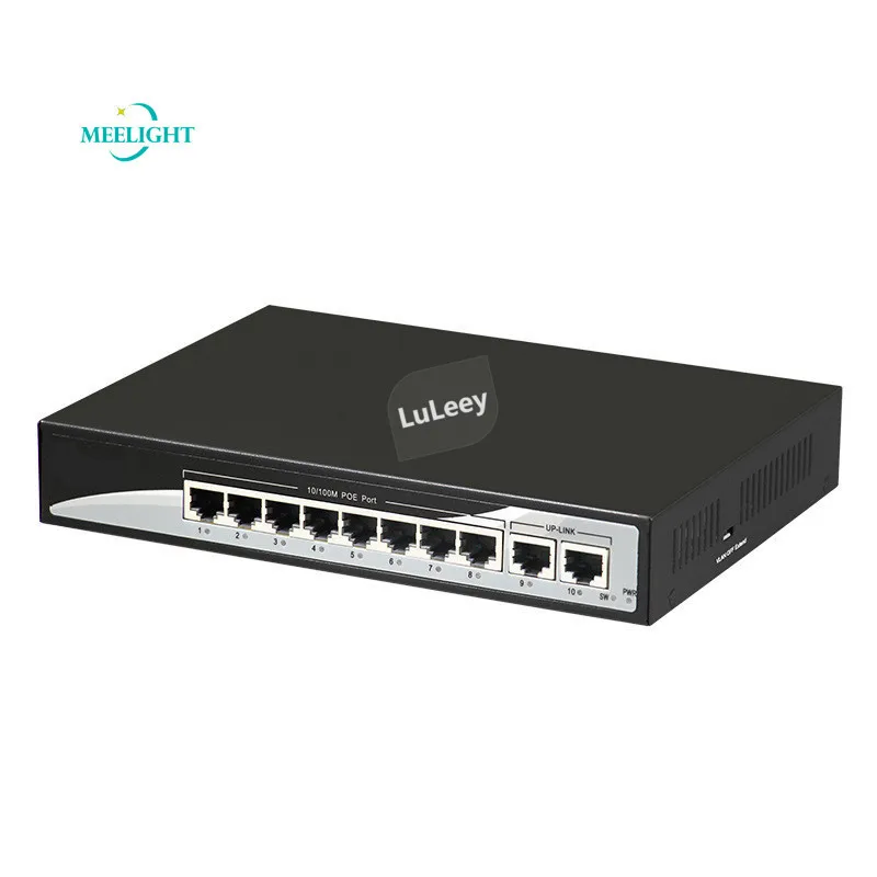Стандартный 10-портовый POE коммутатора Ethernet 10/100M 8 + 2-портовый концентратор