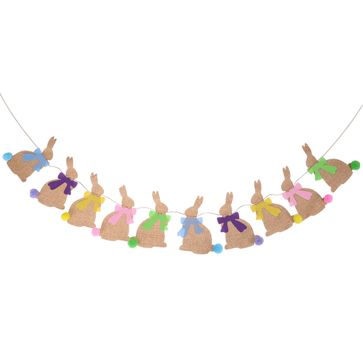 

2.5 Meters Easter Banners Rabbit Shape Banners with Colorful Bowknot Bunting Banners Garland For Easter Decorations Party