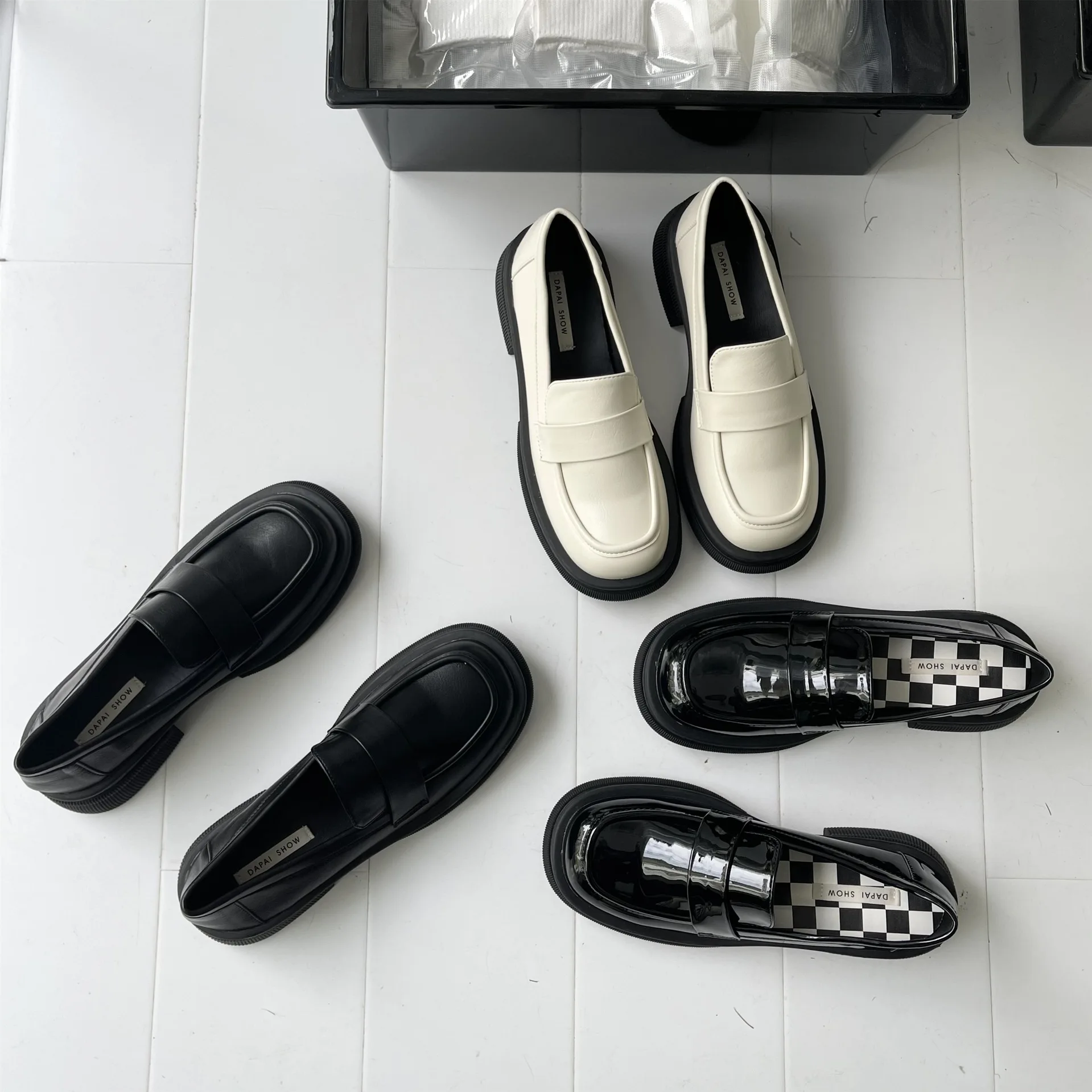 FAFA British Style Thick-soled Thick-heeled Small Leather Shoes Women's Shoes Slip-on Platform Single Shoes 2023 Spring New