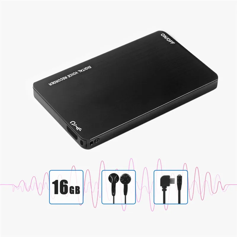 Long Distance Professional Audio Recorder Dictaphone 16gb Usb Flash Drive Mp3 Player Mini Voice Recorder