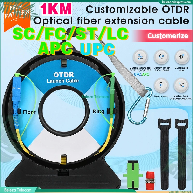 

Beleza SC/FC/ST/LC - UPC/APC OTDR Dead Zone Eliminator,Fiber Rings 1000M Fiber Optic OTDR Launch Cable Box UPC to APC