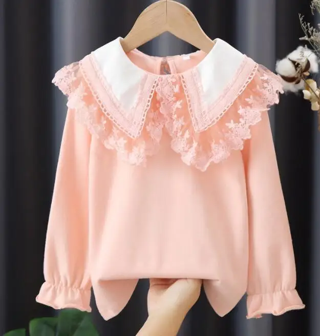 

Модная детская длинная рубашка с милыми белыми цветами для девочек, пуловер, Рубашки, Топы, футболка, Повседневная рубашка принцессы