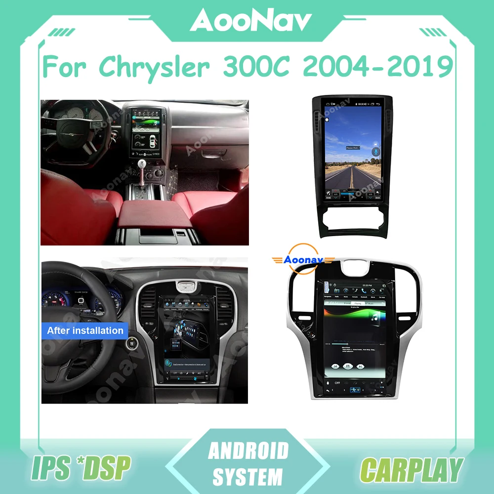 

Автомобильный радиоприемник с экраном для Chrysler 300C 2004 2005 2006-2019, мультимедийный плеер с GPS-навигацией, CarPlay, стереоприемник 2 Din