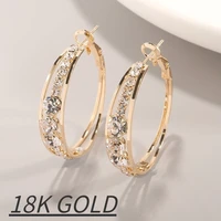 elegant 18k gold filling hoop earrings for women exquisite fashion metal inlaid white zircon crystal engagement wedding earrings