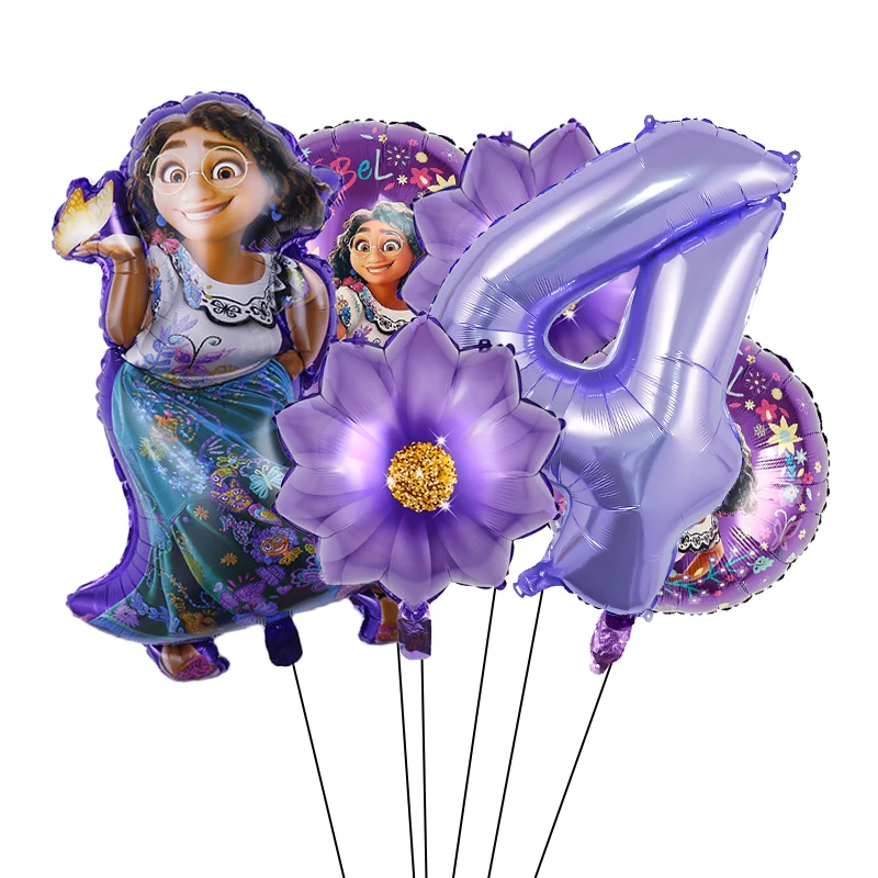 

Disney Encanto Foil Balloons Purple Flower 32inch Number Girls Gift Mirabel Helium Globos Birthday Party Decorations Baby Shower