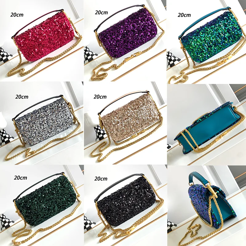 2023 New Embroidery Bead Bag Retro Design Luxury Chain One Shoulder Crossbody Bag Evening Party Handbag Women's Fashion Handbag