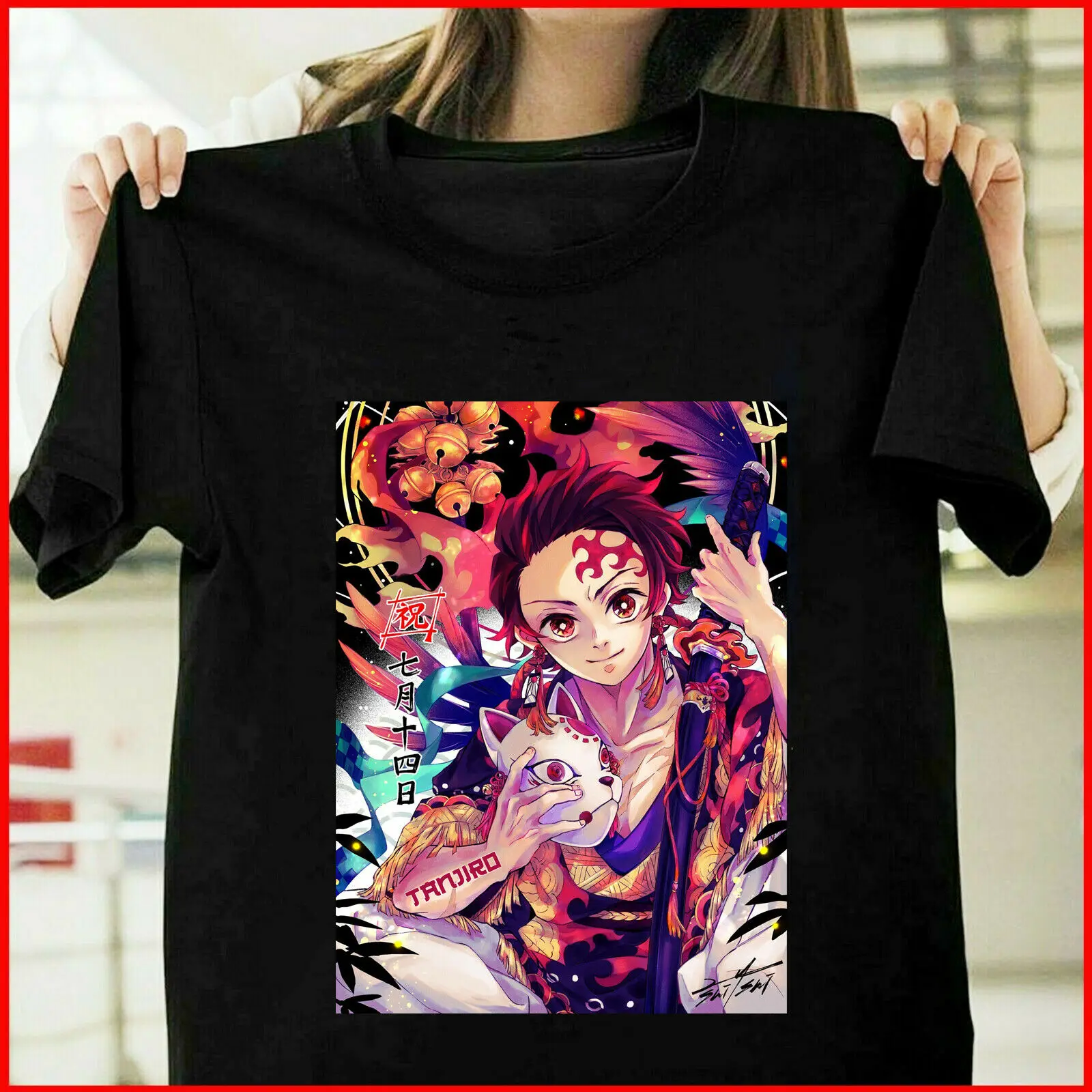 

Demon Slayer Tanjiro kamado Kimetsu No Yaiba T Shirt Size S_3XL