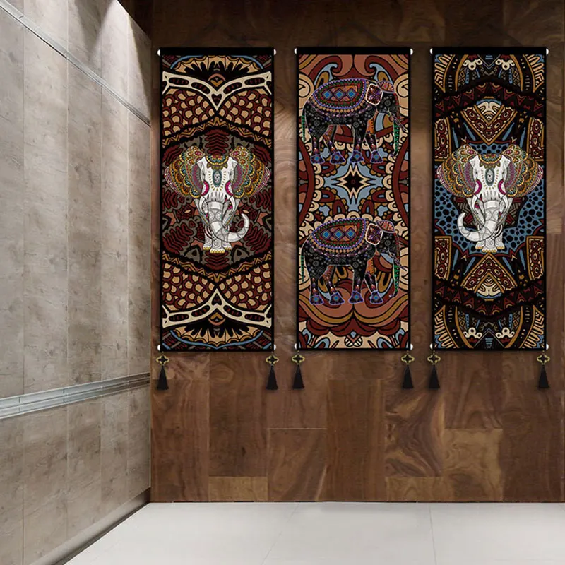 Гобелен для дома и отдыха из хлопка льна этнический слон настенное украшение