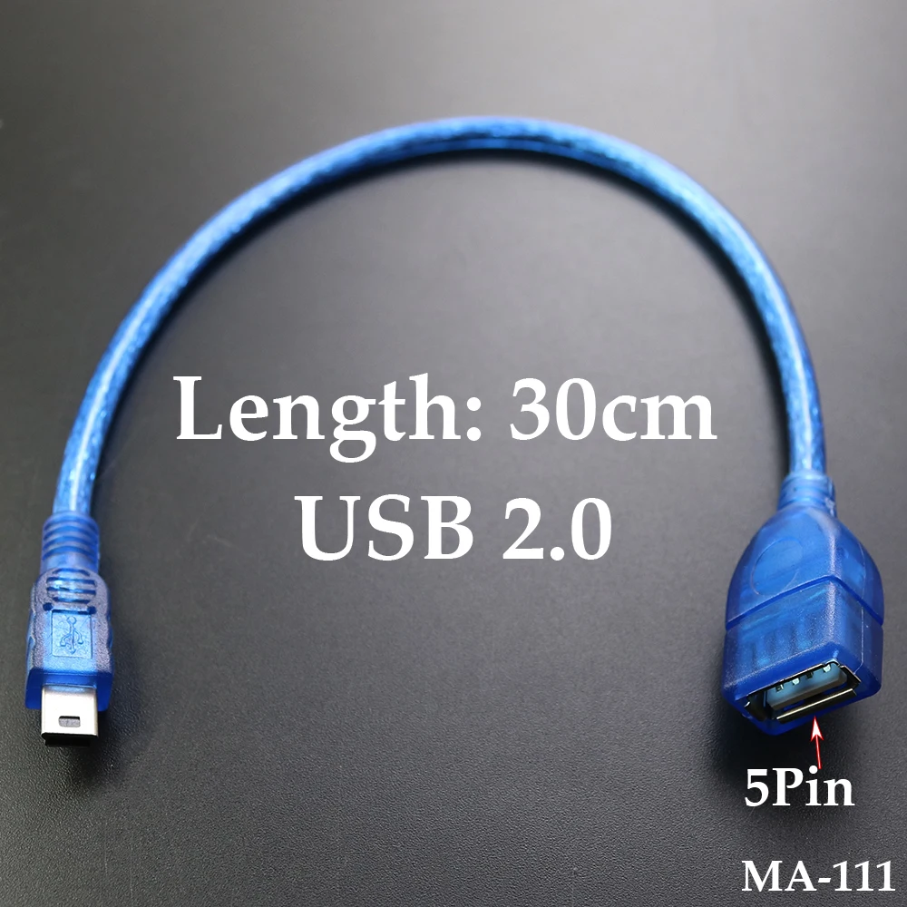 

USB 2.0 Female to Mini USB Male Cable Adapter 5P OTG V3 Port Data Cable For Car Audio Tablet For MP3 MP4 Horn Speaker 30cm 0.3m