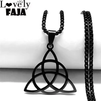 witchcraft stainless%c2%a0steel irish knot chain necklace womenmen black color statement necklace jewelry collier homme n7055s03