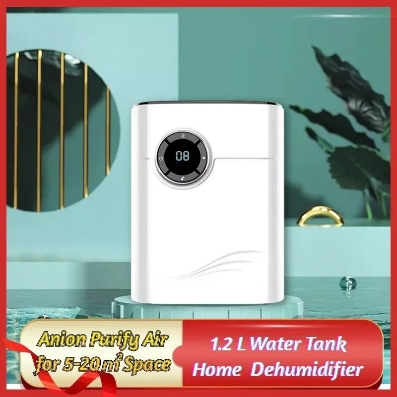 

Home Dehumidifier Negative Ion Air Cleaner Energy Saving Air Dryer Low Noise 1200ml Water Tank Auto-off Moisture Absorbing