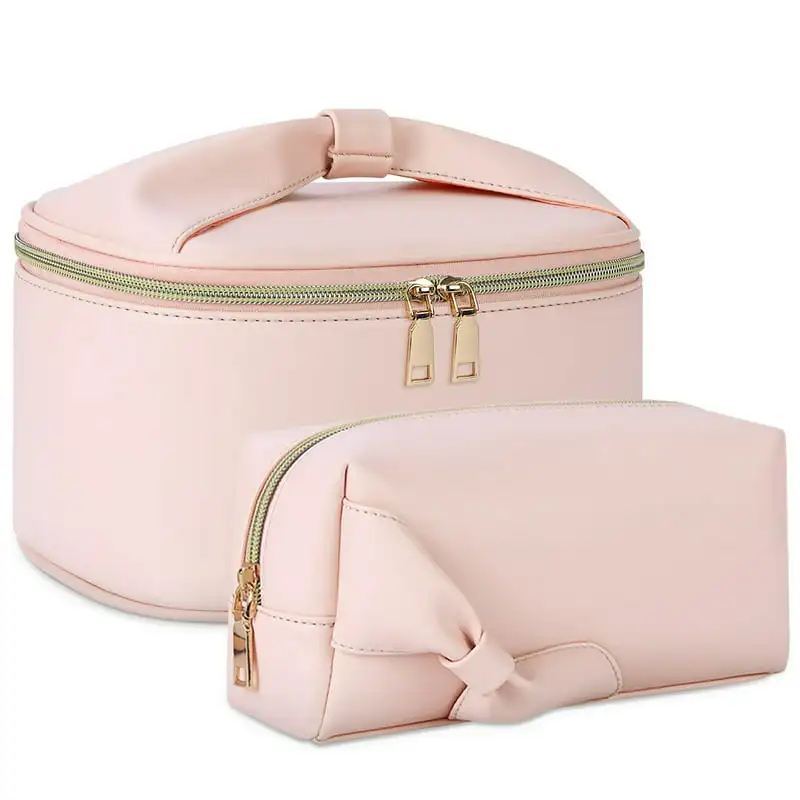 Incredible 2 PCS Waterproof Makeup Bag Bow-Knot Portable Large Cosmetic Pouch Travel Case Perfect for Women & Girls as a Magnifi