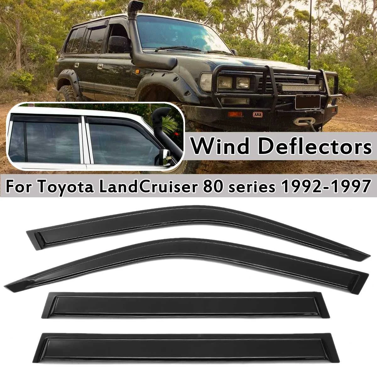 

4pcs Car Window Wind Sun Rain Visor Deflectors Tinted For Toyota Land Cruiser 80 series 1992-1997 Window Visor Vent Sun Shade