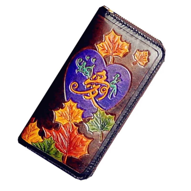 Женские кошельки ручной работы из воловьей кожи длинный клатч кошелек