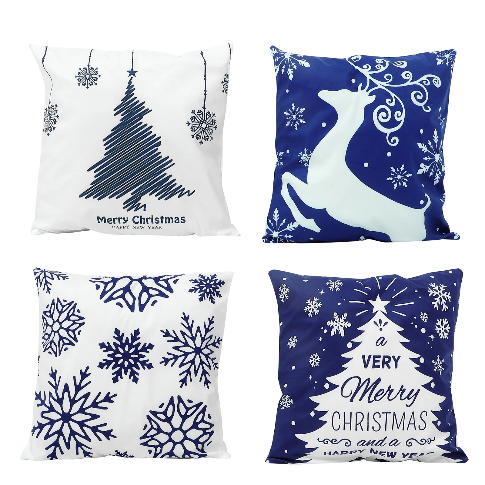 

4pcs Xmas Decorations Pillowcase Cushion Cover Christmas Printed Pillow Covers