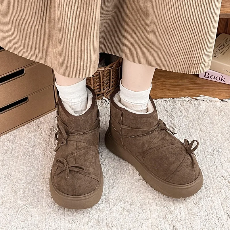 Женские модные новые короткие зимние ботинки до щиколотки замшевые плюшевые