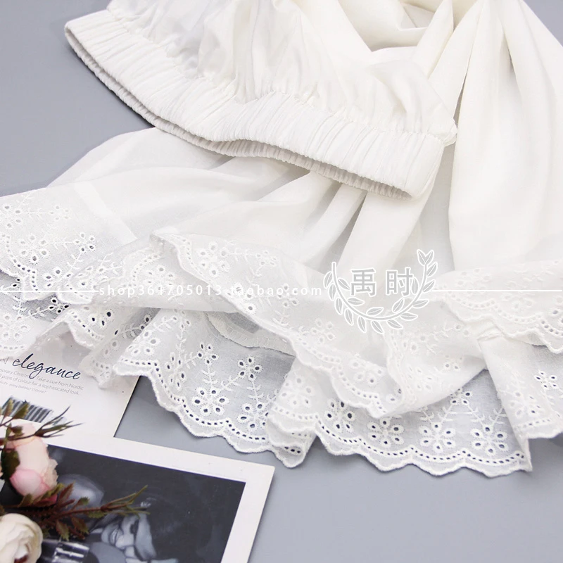 Cotton Hanfu Petticoat Mori Literary White Half Slips Bottoming Skirt Lace Stitching Single Layer Anti Static Under Dress A Line