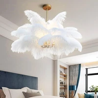 nordic modern ostrich feather led pendant lights home decor feather pendant lamp romantic for young living room bedroom lights