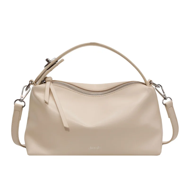 Fashion Handbag Women's Shoulder Bags pu Leather Soft Surface Metal Buckle Large Capacity Satchel Handbag Vintage Zipper Bag