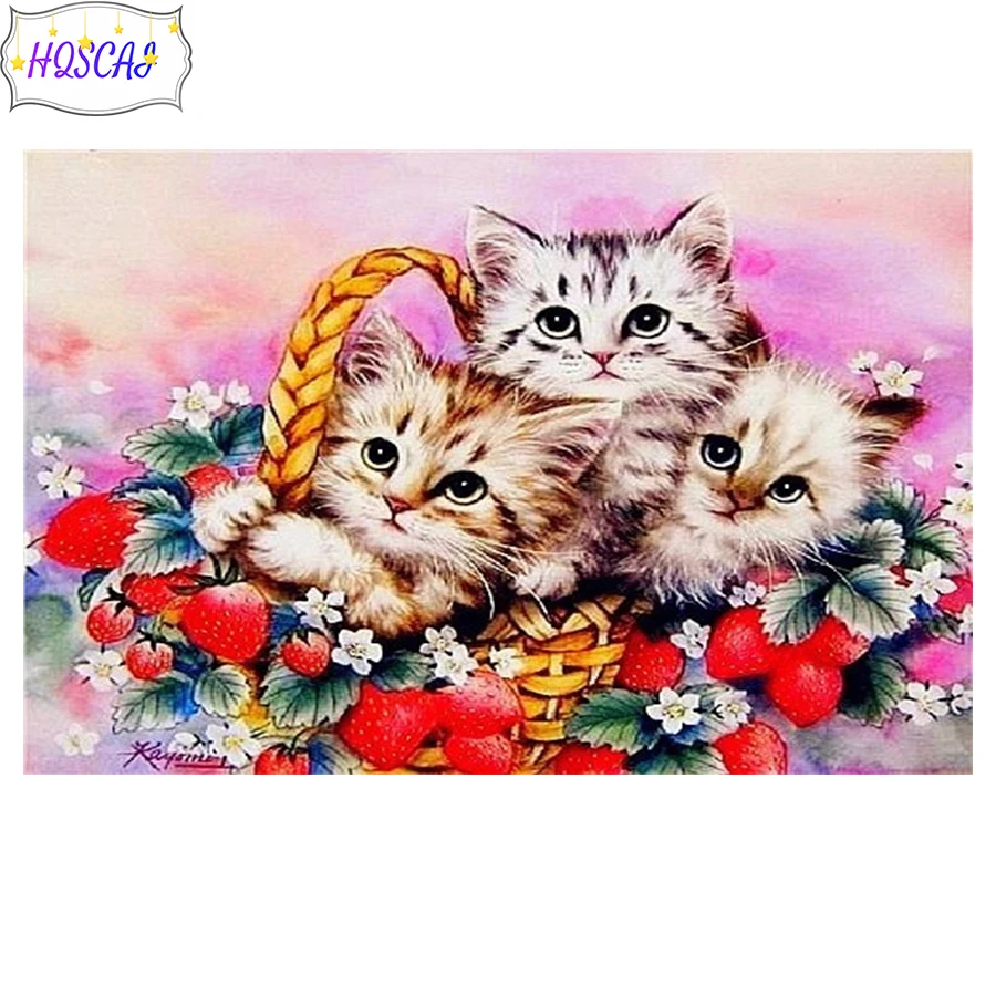 

Алмазная живопись 5D «сделай сам», картина с изображением кота, животного, полная выкладка из квадратных/круглых страз, вышивка крестиком, по...