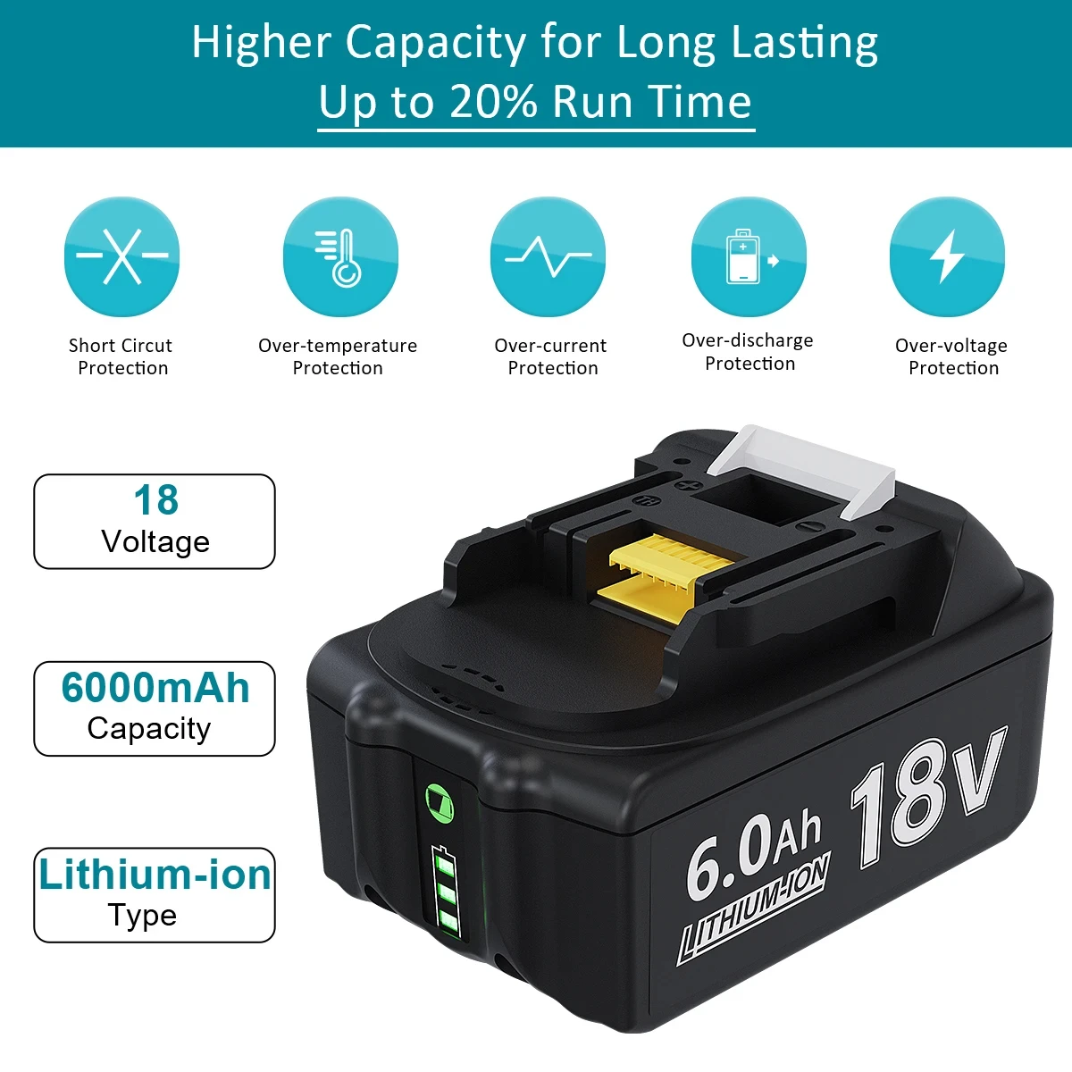 Аккумуляторная батарея powtree для Makita литий-ионный аккумулятор 6 0 Ач 18 в LXT BL1860B