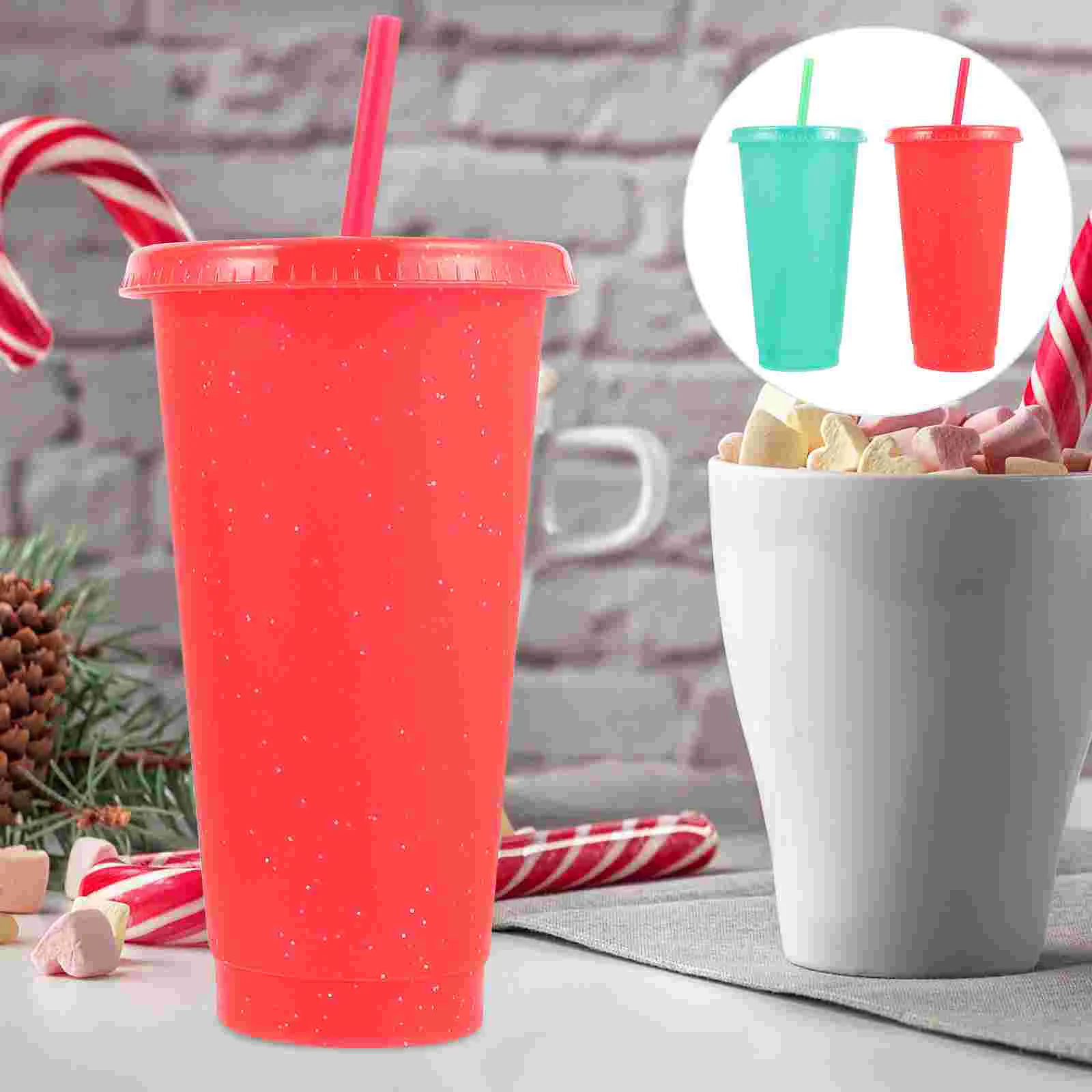 

Cups Christmasstraw Cup Water Mugsdrinking Coffee Kids Tumbler Mug Cutelids Changing Color Themed