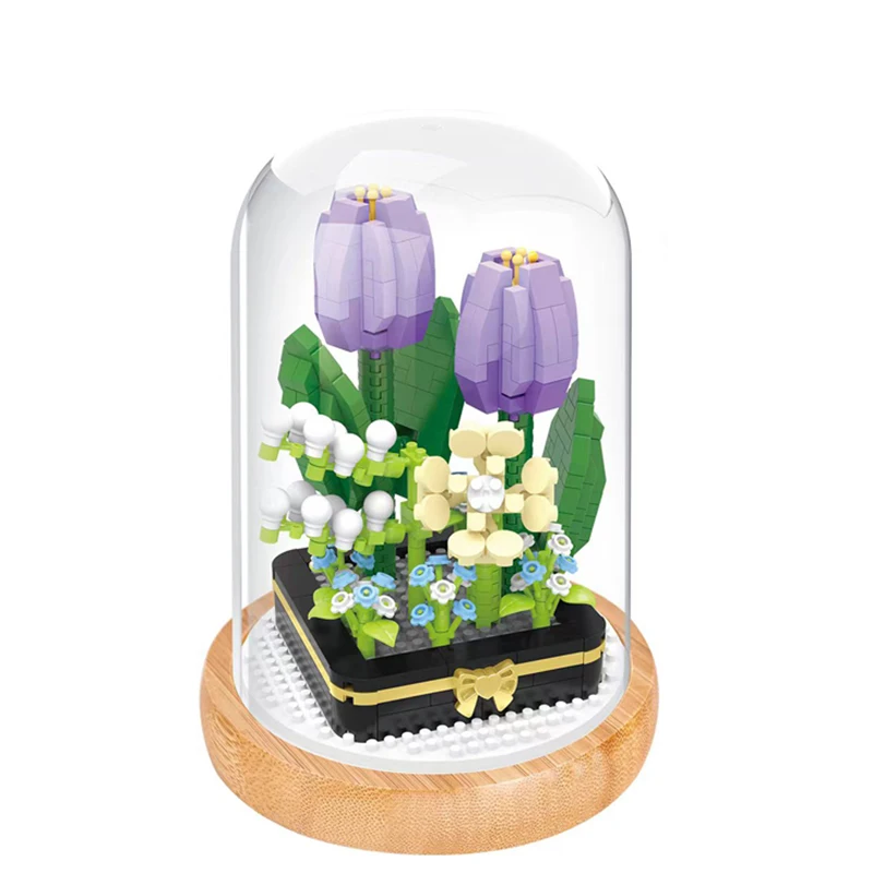 

DIY Building Block Bouquet 3D Model Toy Home Decoration Plant Potted Chrysanthemum Rose Flower Assembly Brick Girl Child Gift