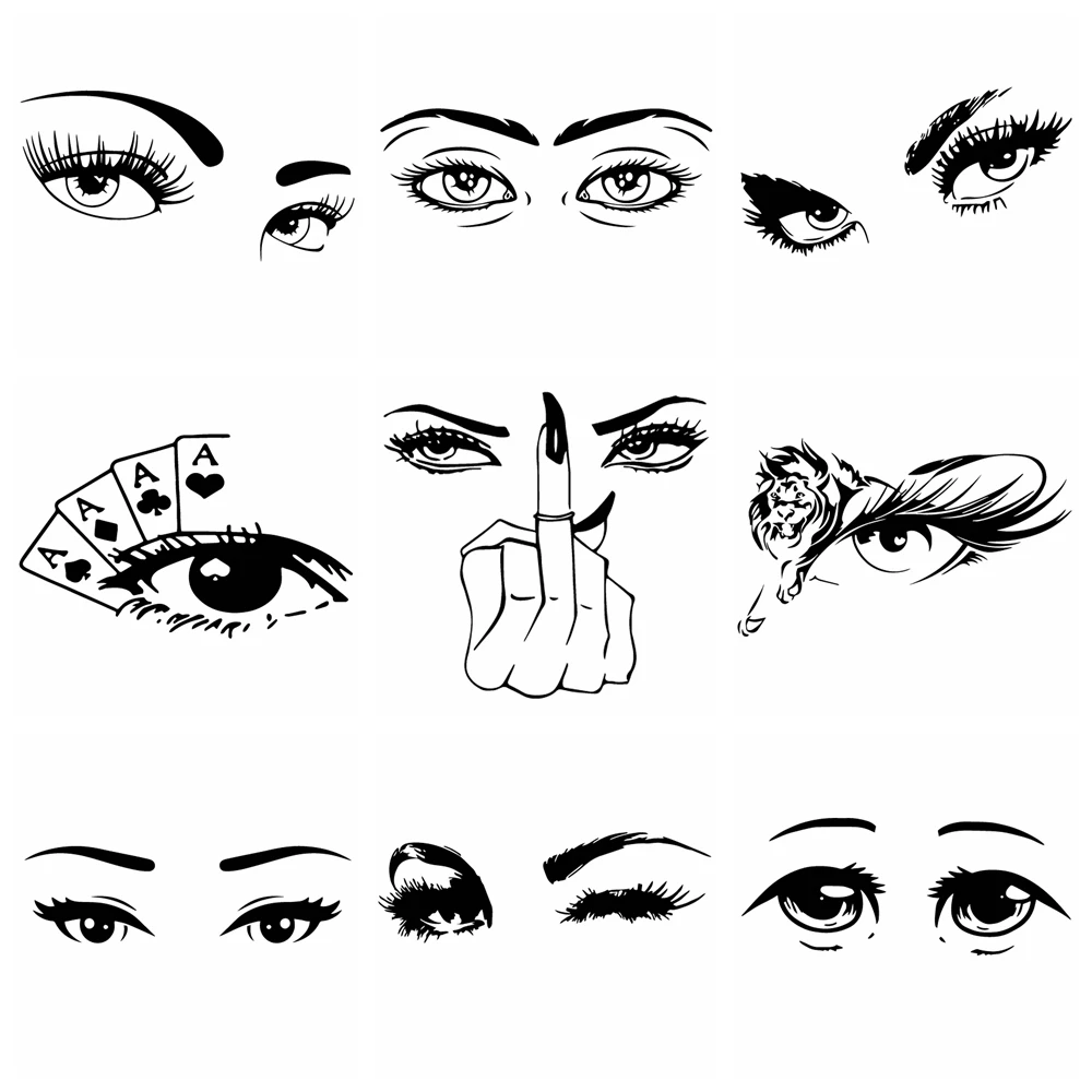 Автомобильные наклейки, красивые Мультяшные глаза, фотообои для мотоцикла, фотообои, водонепроницаемые наклейки