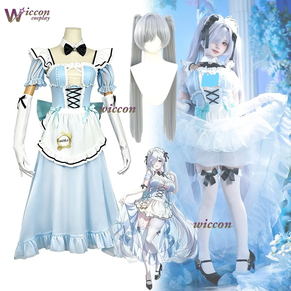 Фото GODDESS Cos VICTORY: Косплей Никке Золушки из игры, костюм горничной из кафе Золушки, серый парик, костюм на Хэллоуин. №1