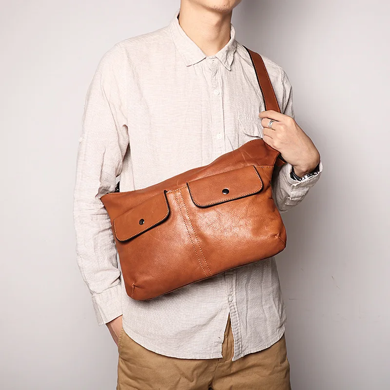 Vintage Men Leather Large capacity Crossbody Casual shoulder bag messenger bag  30101