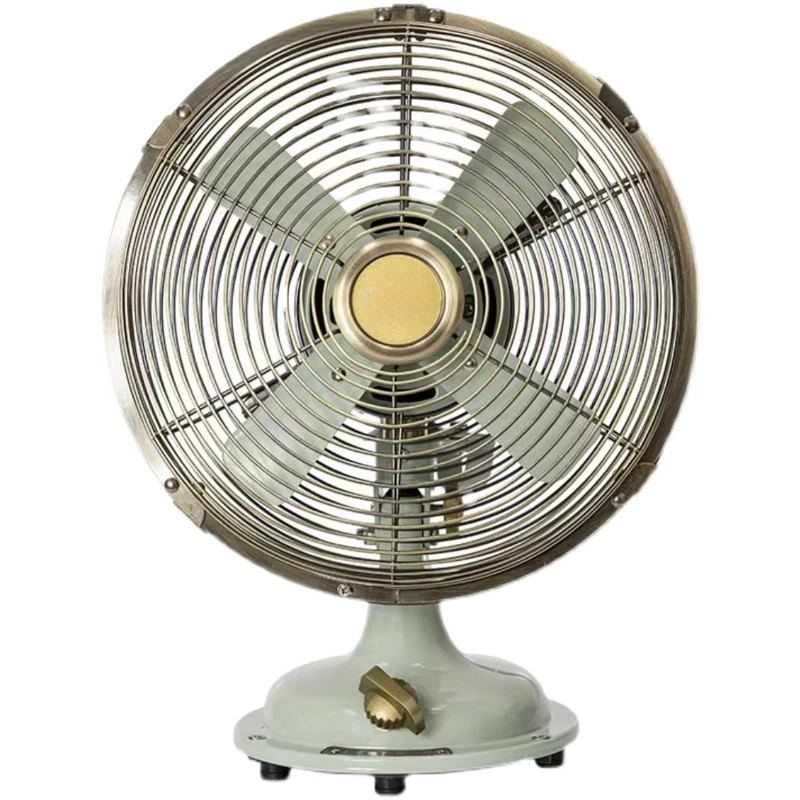 

Зеленый механический мини ретро настольный вентилятор Ностальгический металлический Электрический вентилятор античный американский стиль