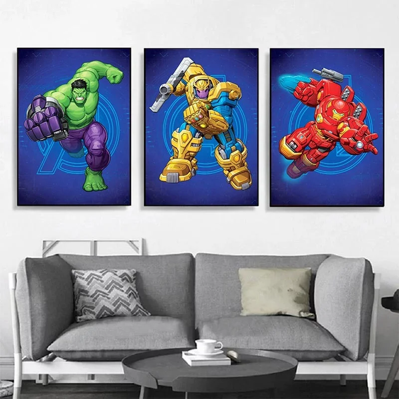 Супергерои Марвел карикатура Холст Картина Мстители Капитан Америка