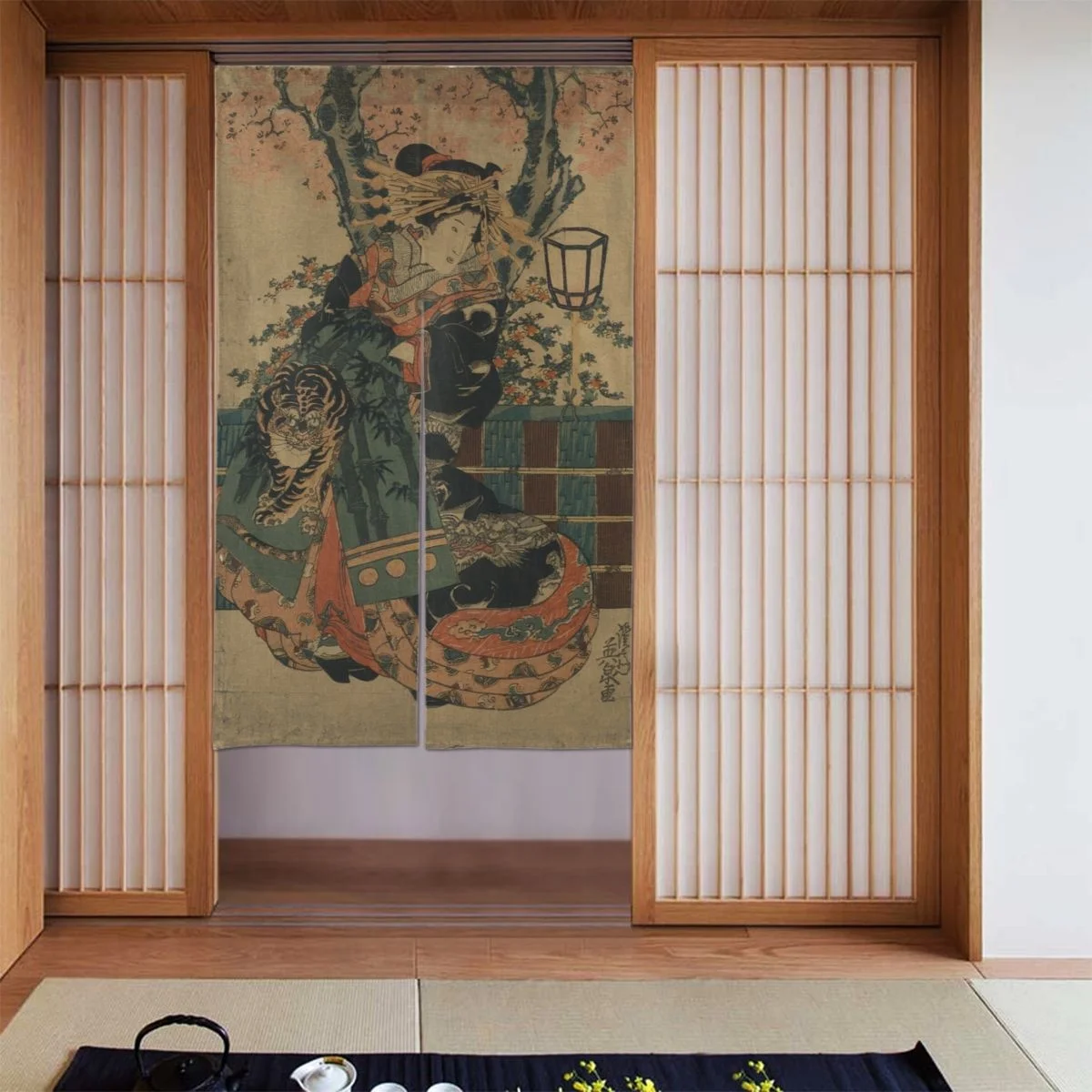 

Ukiyo-e Japanese Door Curtain Traditional Painting Separate Tapestry Cotton Linen Printed Noren for Izakaya Shower Gift