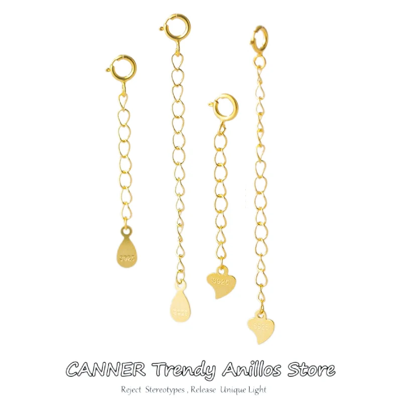 

CANNER 2pcs 925 Sterling Silver Extension Extended Tail Chains Spring Connectors DIY Jewelry Making Findings Bracelet Necklaces