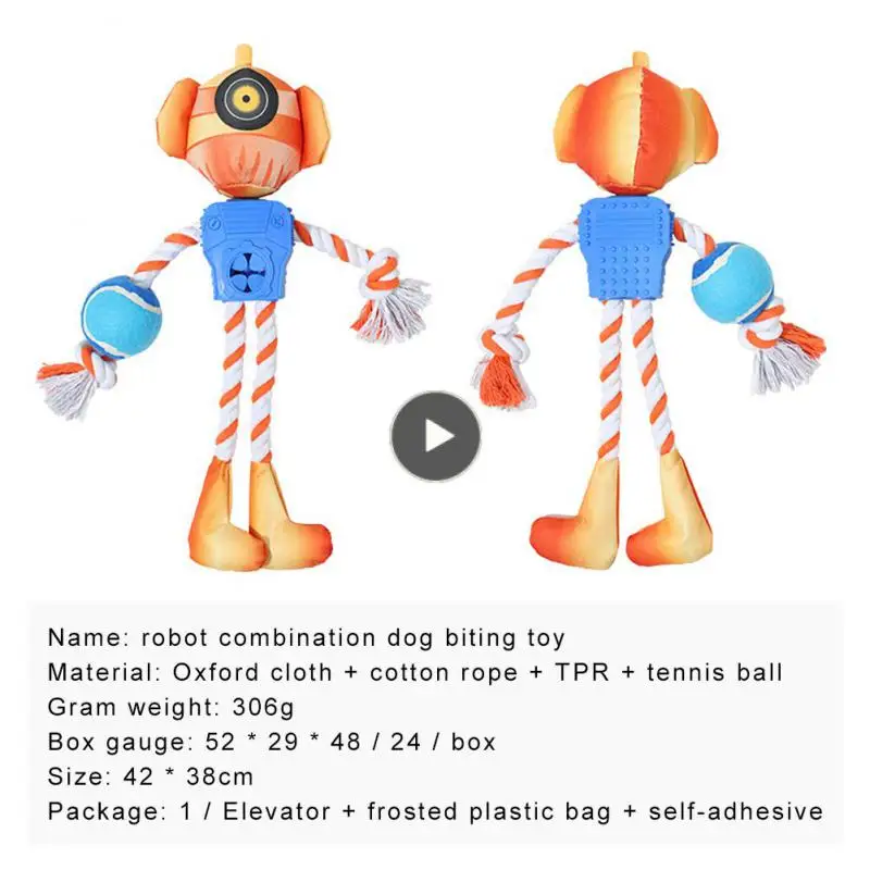 

New Robot Leaky Food Dog Toy TPR Combination Interesting Vocal Dog Toy Creative Rope Binding Toy Pet Toy Wholesale Dropshiping